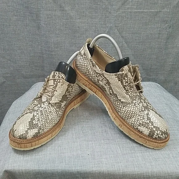 AGL Attilio Giusti Leomruni Oxfords Shoe Snake Print Leather cork platform 41 - Picture 1 of 14